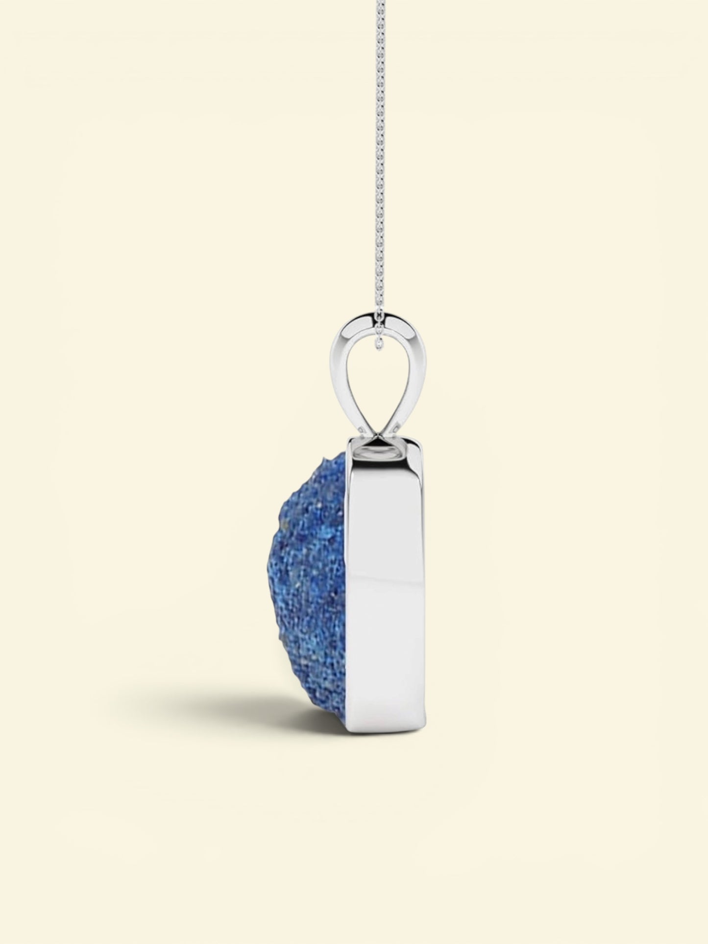 Sterling Silver Natural Azurite Raw Gemstones Pendant Necklace