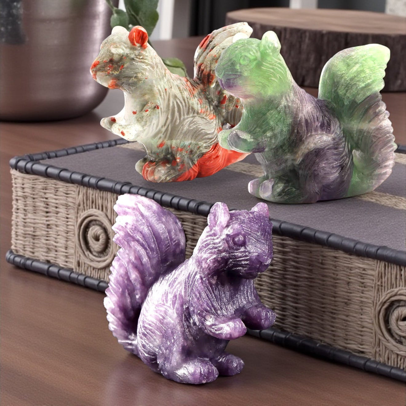 Crystal Squirrel Figurines