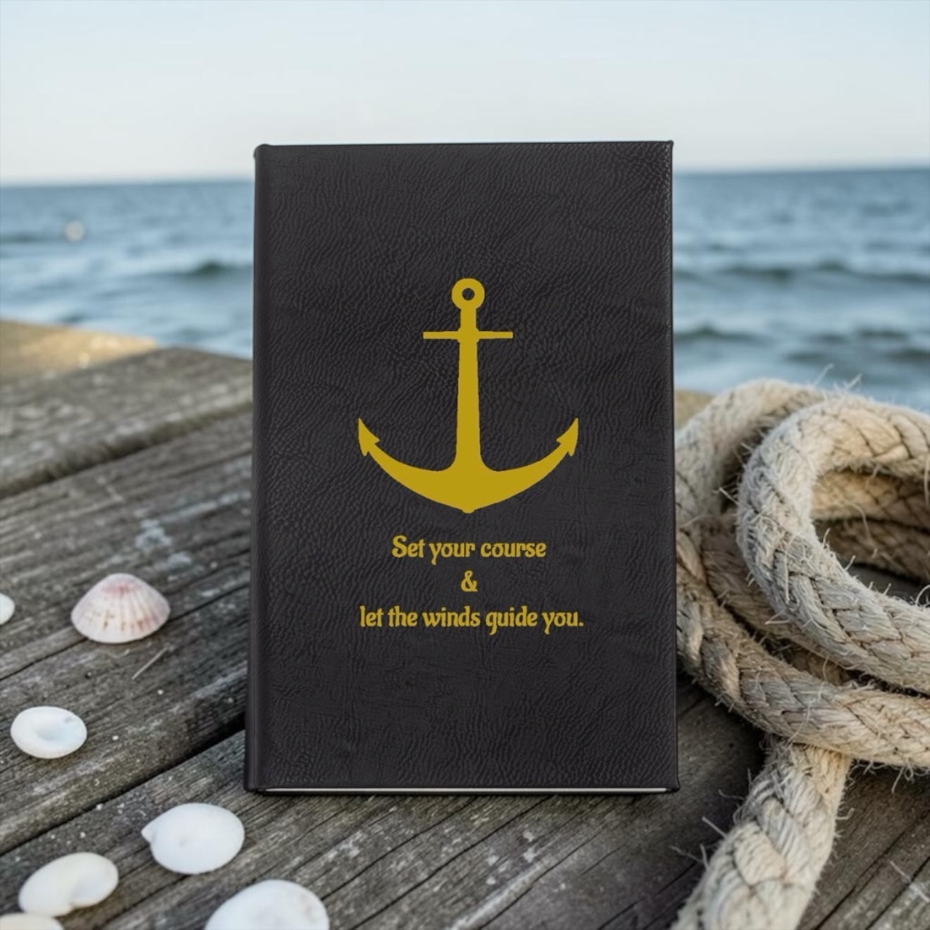 Faux Leather Lined Journal: Set Your Course