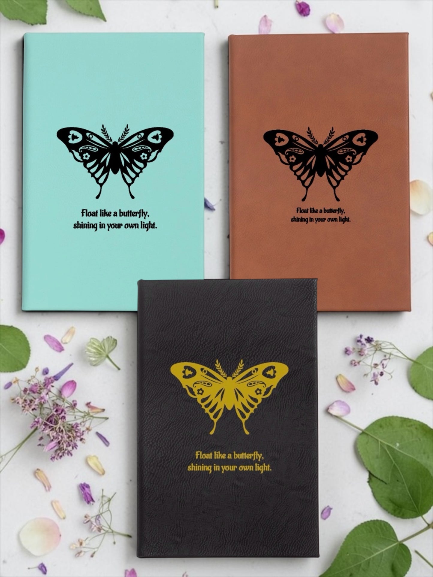 Faux Leather Lined Journal: Float Like A Butterfly