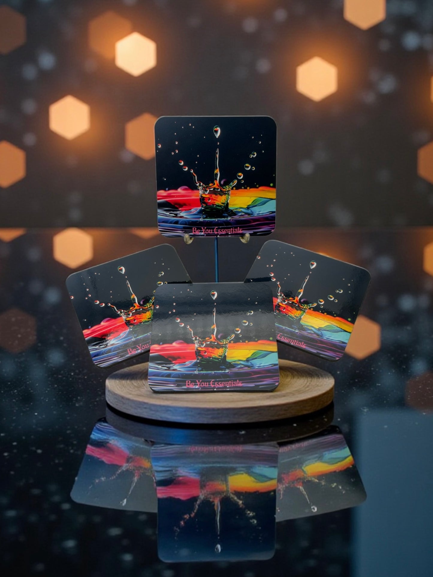 Rainbow Waterdrops Coaster Set