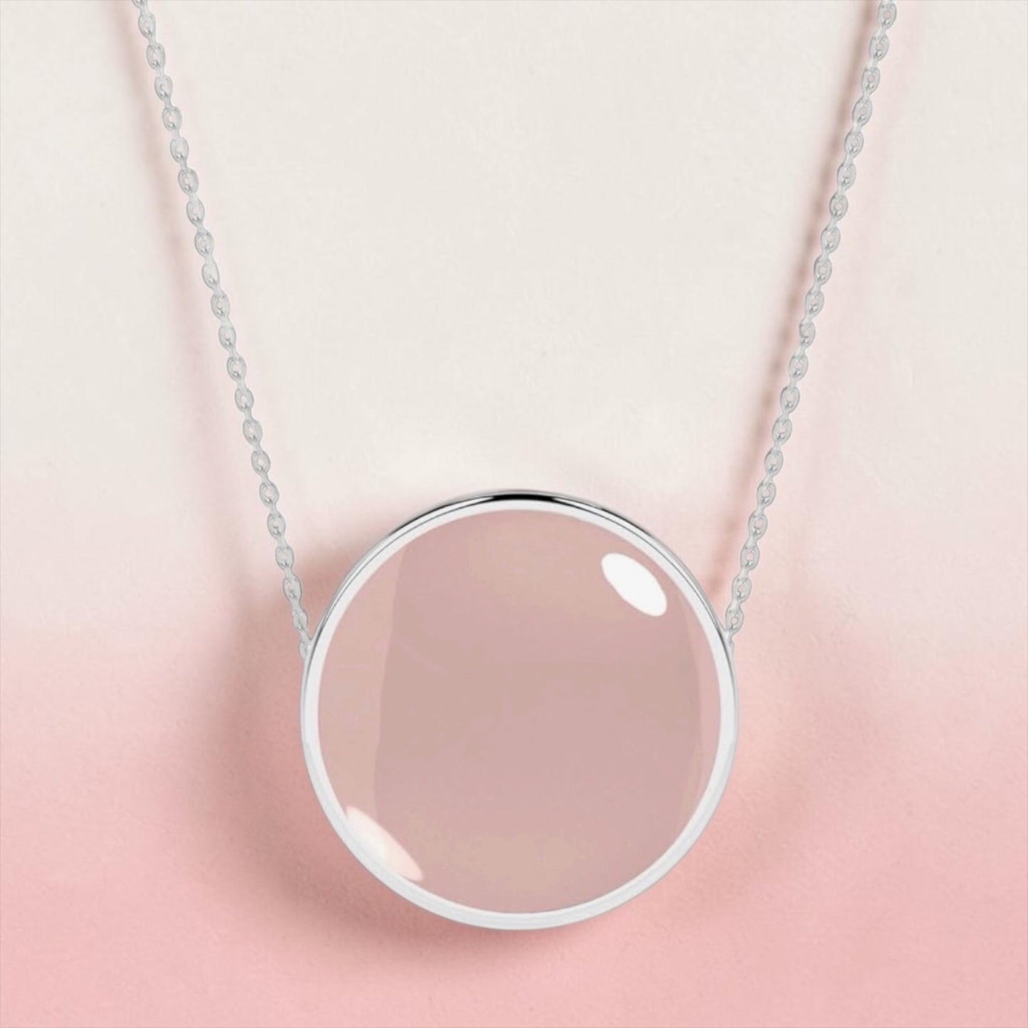 Sterling Silver Rose Quartz Crystal Slider Pendant Necklace