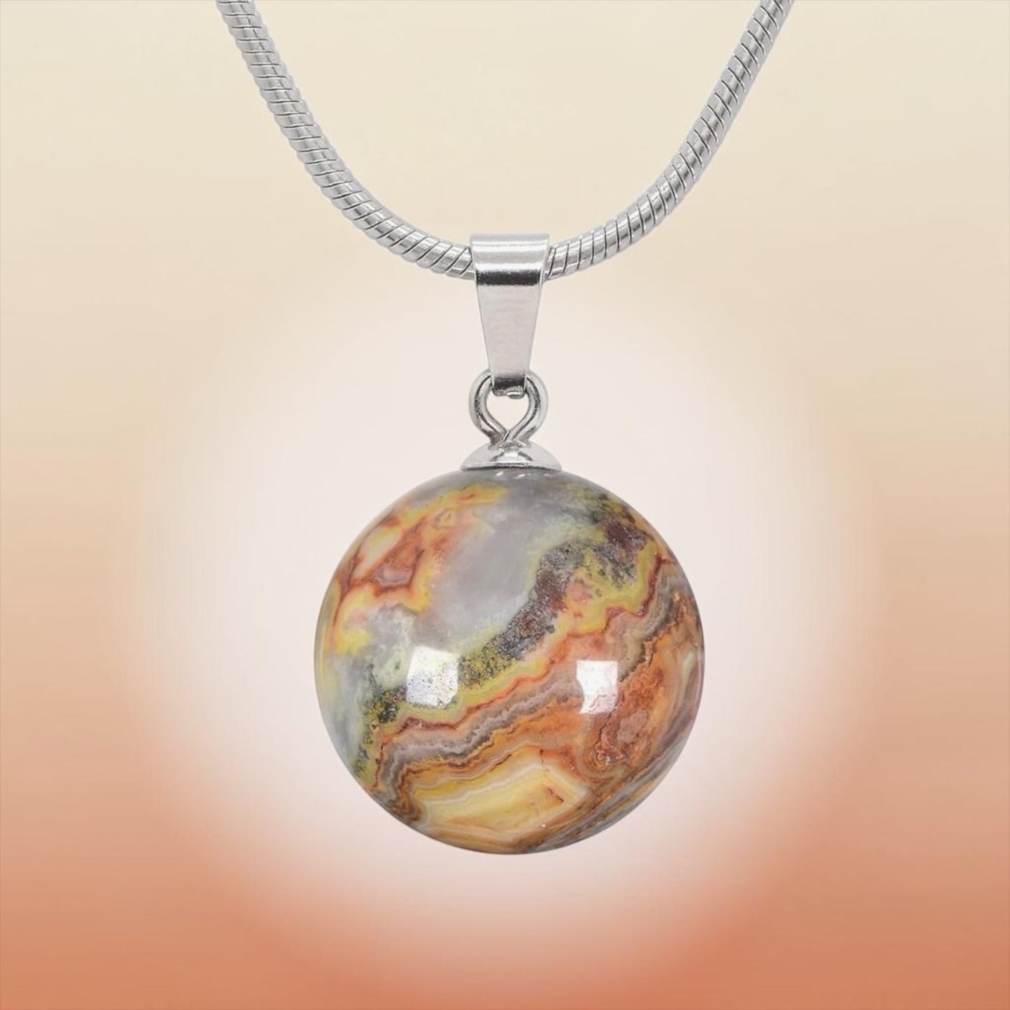 Stainless Steel Crystal Sphere Necklace