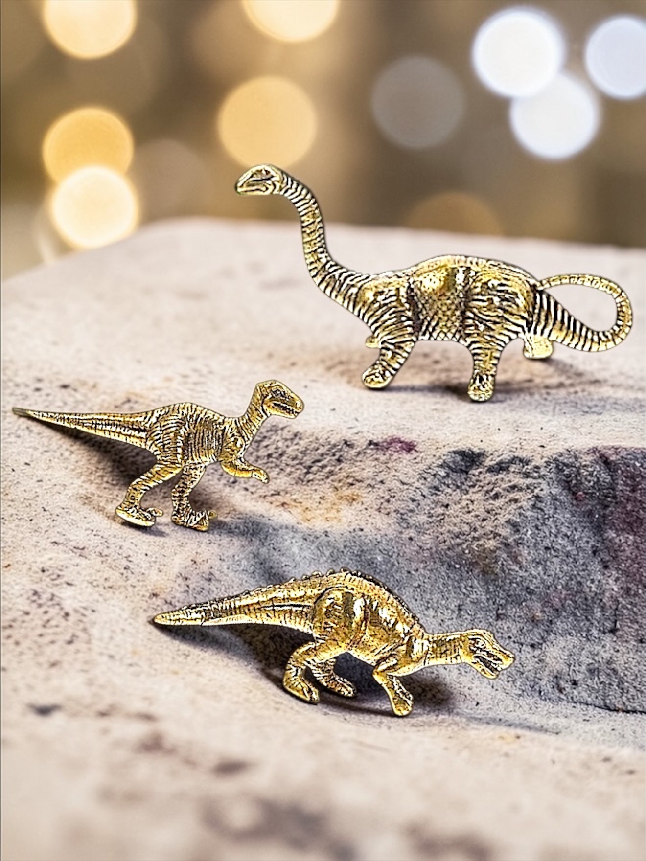 Brass Mini Dinosaur Jungle Pack Collectible Figurines - Set Of 6