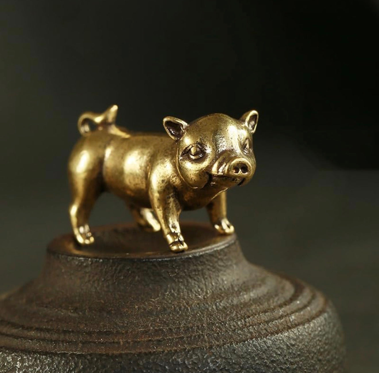 Brass Mini Piggy Pals Collectible Figurine - Set Of 2