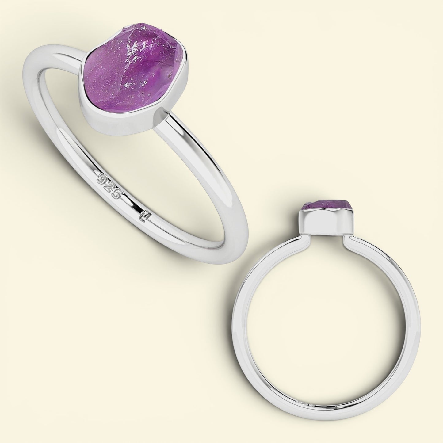Natural Raw Gemstone Stackable Ring