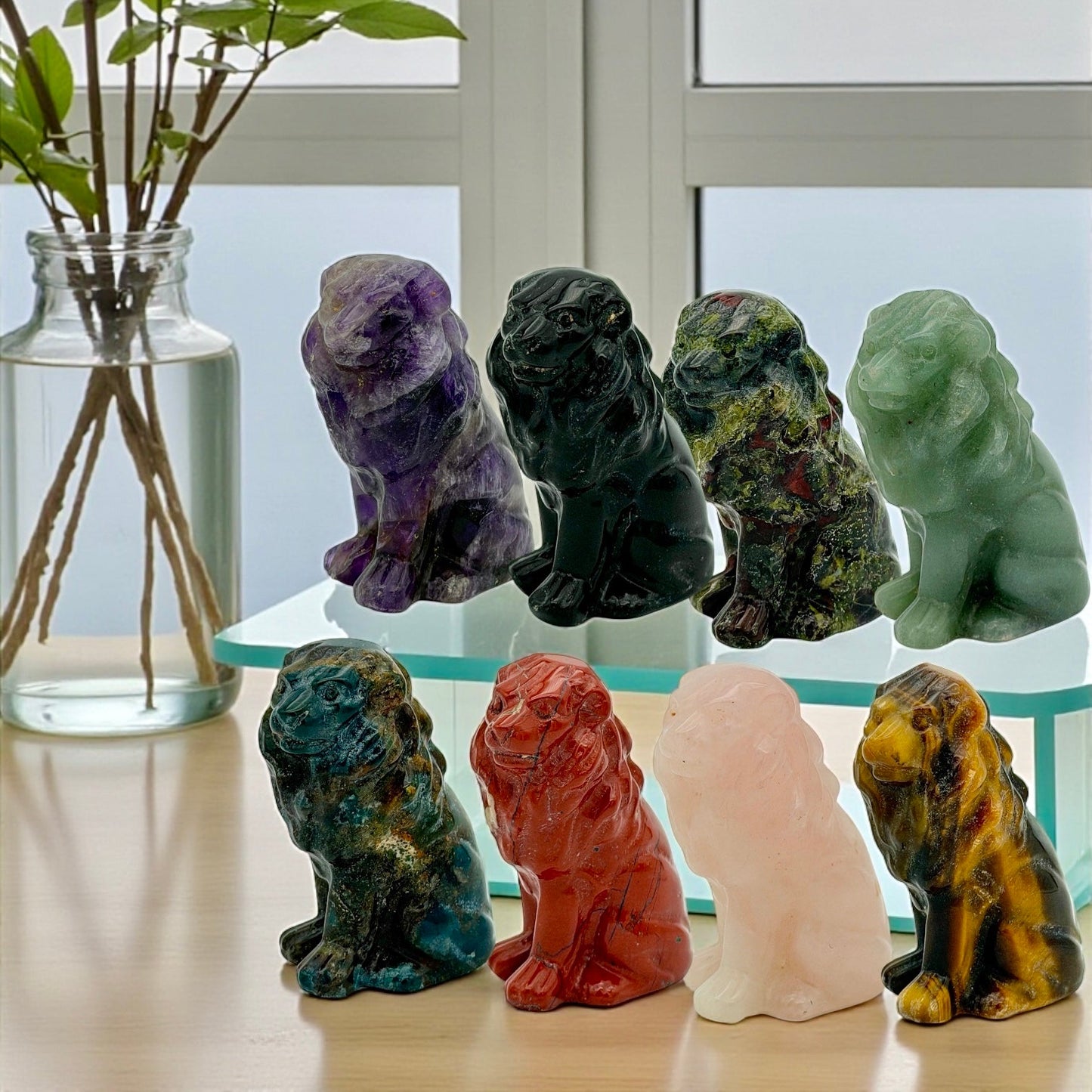 Crystal Lion Figurines
