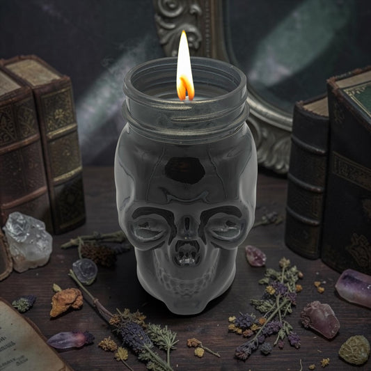 Pumpkin Pie Mason Skull Candle Jar