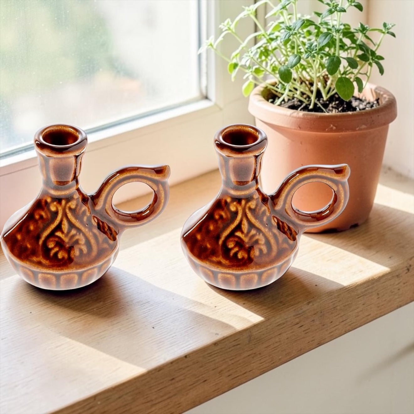 Slim Taper Ceramic Candle Holder - Set of 2