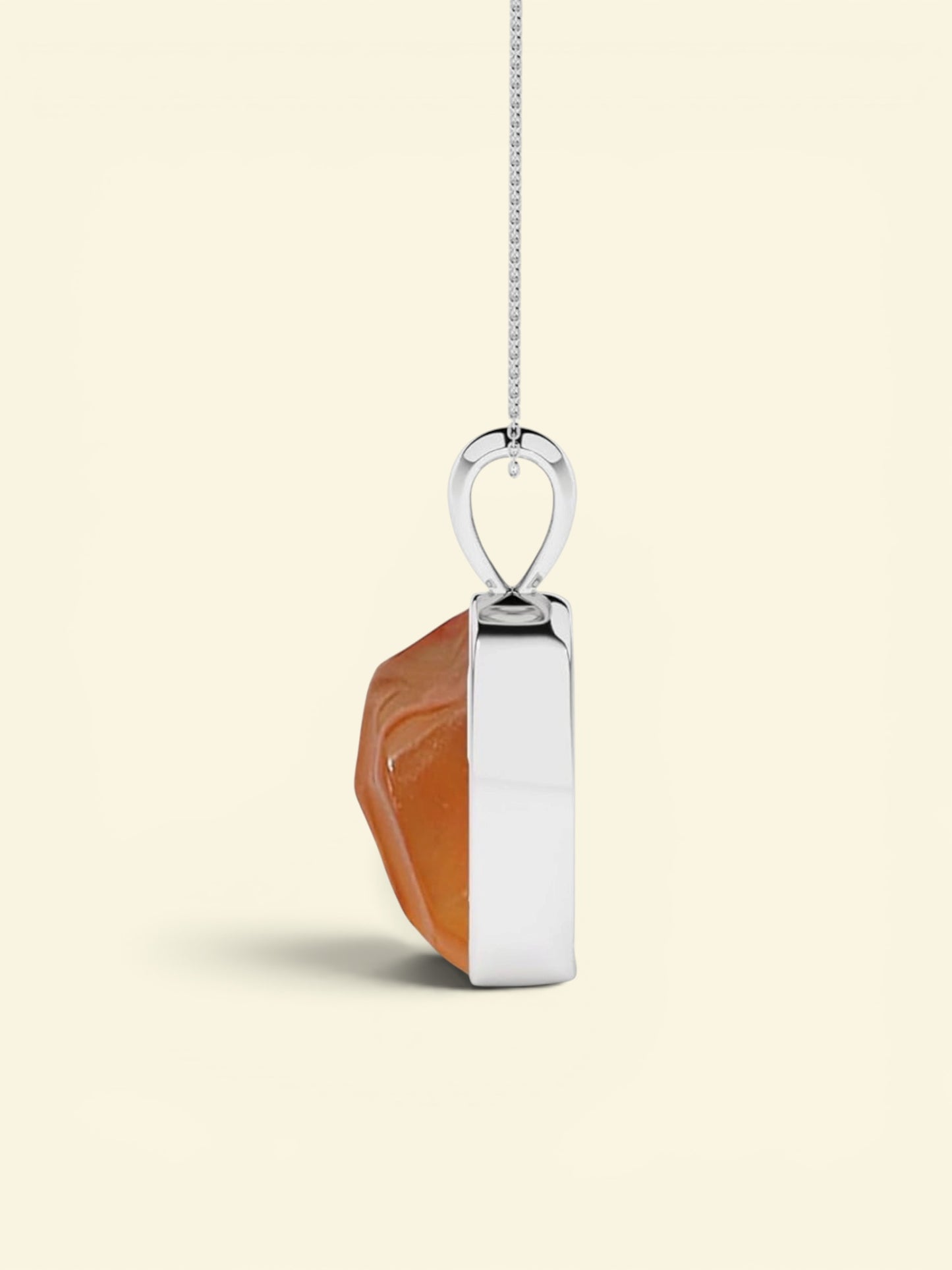 Sterling Silver Natural Carnelian Raw Gemstones Pendant Necklace