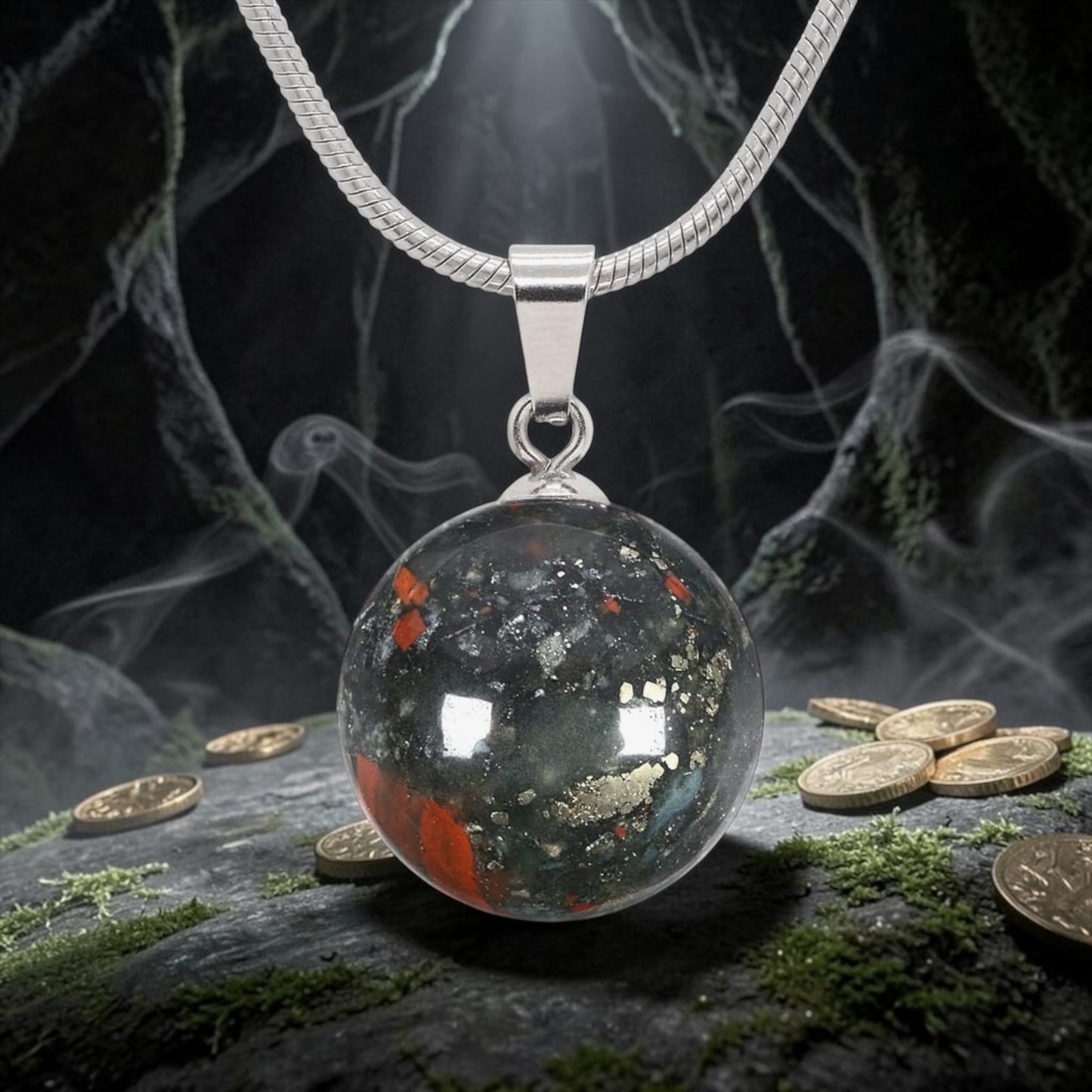 Stainless Steel Crystal Sphere Necklace