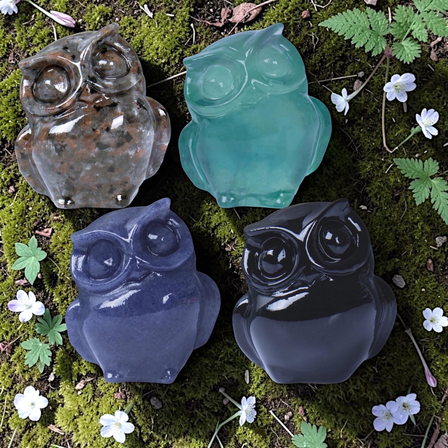 Crystal Owl Figurines
