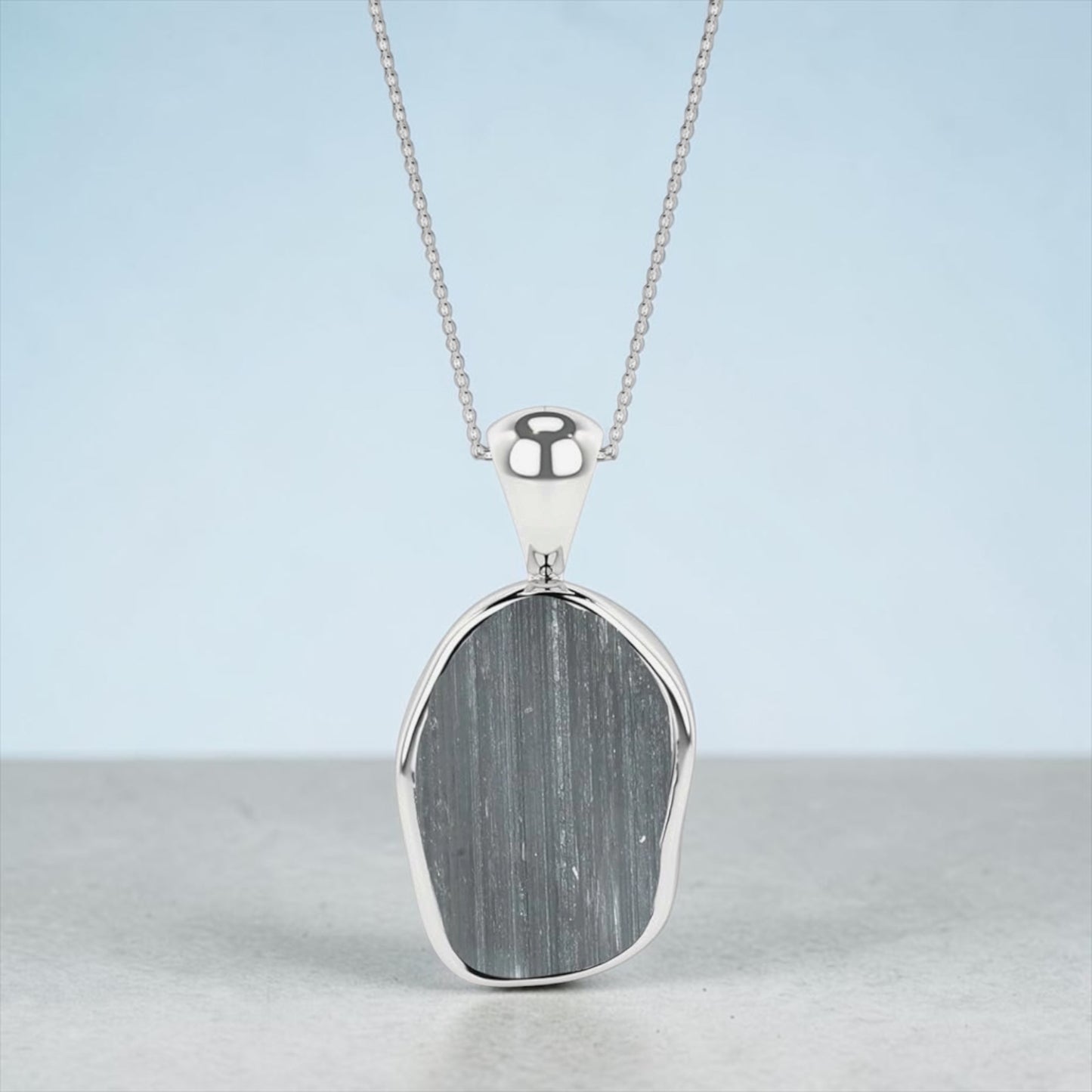 Sterling Silver Natural Selenite Raw Gemstones Pendant Necklace