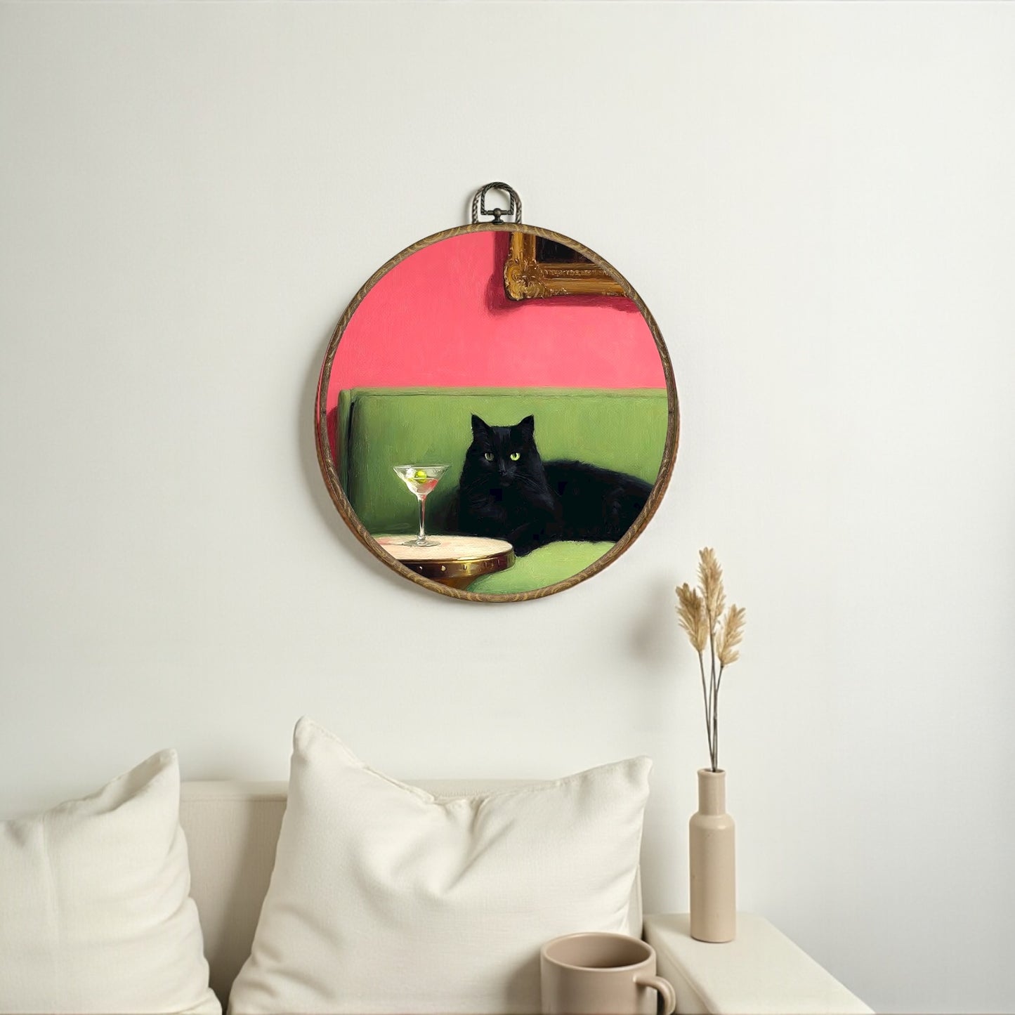 Canvas Animal Artwork: Round Framed