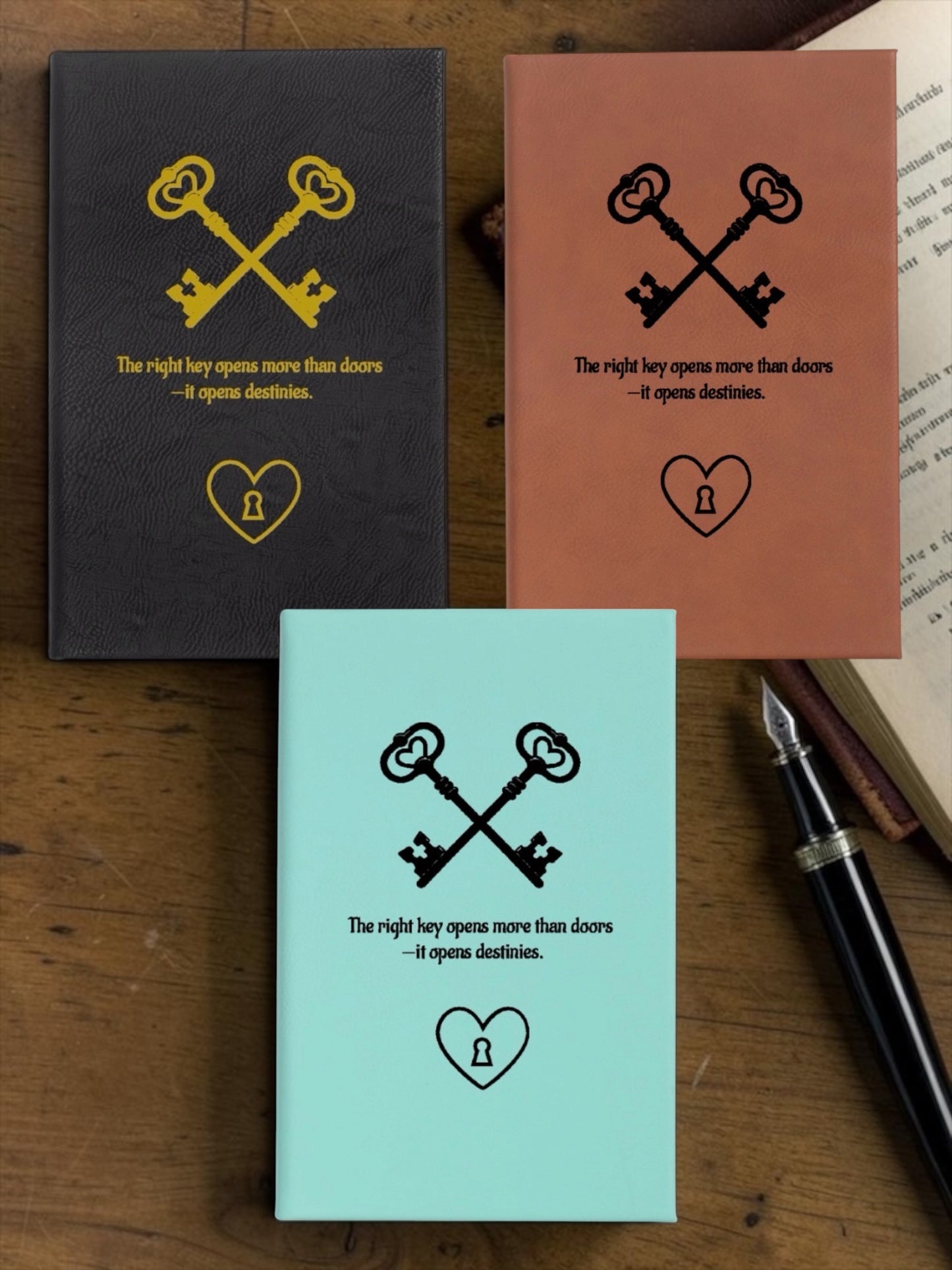 Faux Leather Lined Journal: The Right Key