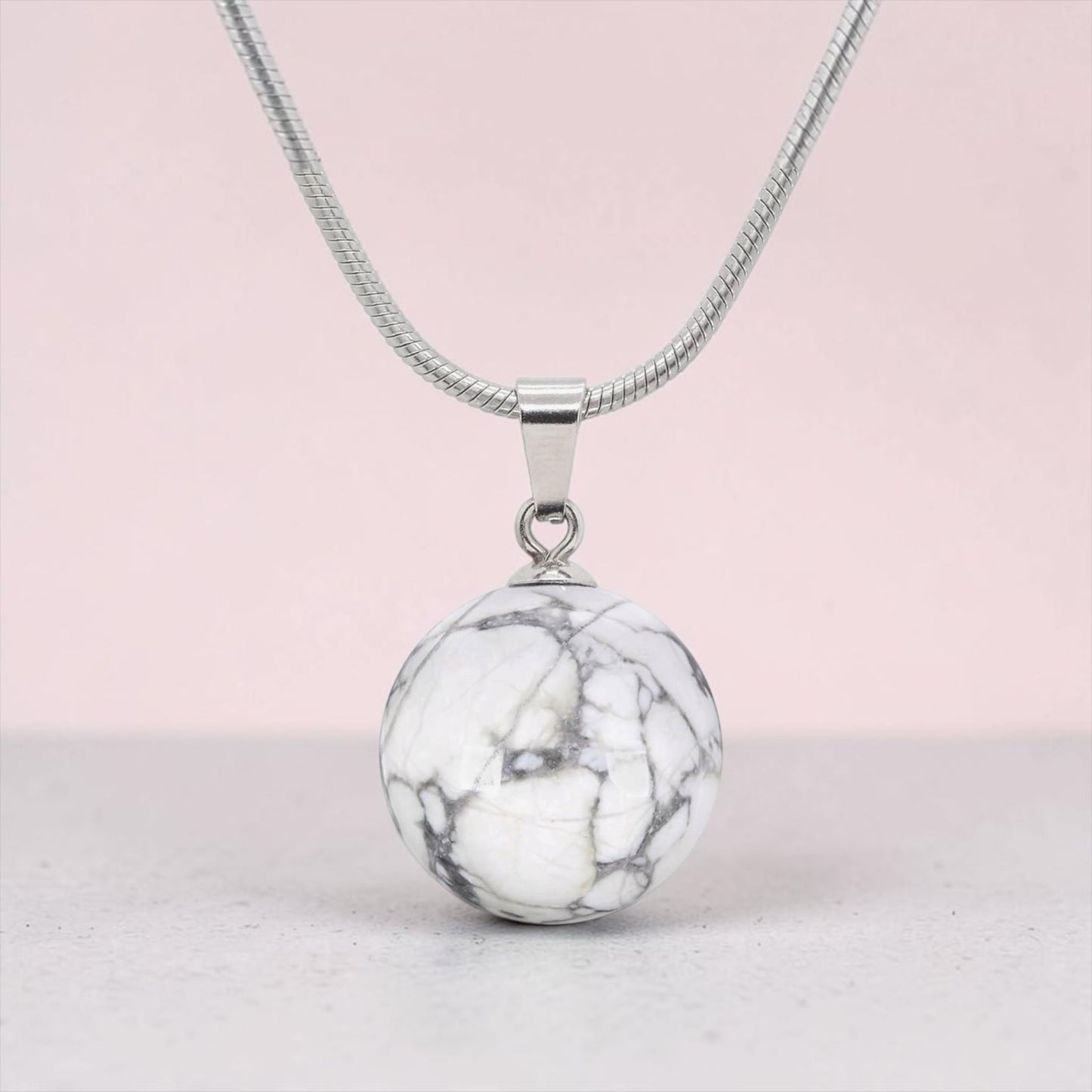 Stainless Steel Crystal Sphere Necklace