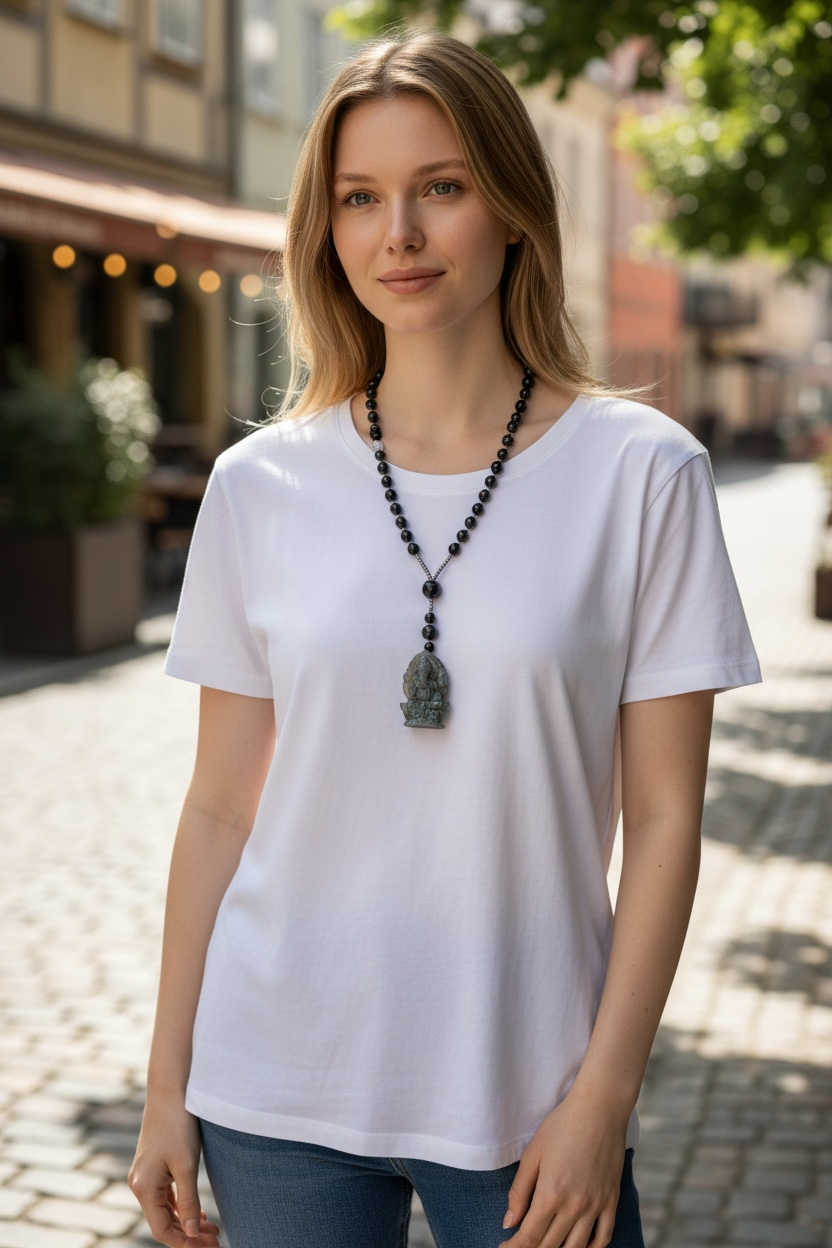 Labradorite Ganesha Crystal Healing Pendant Necklace