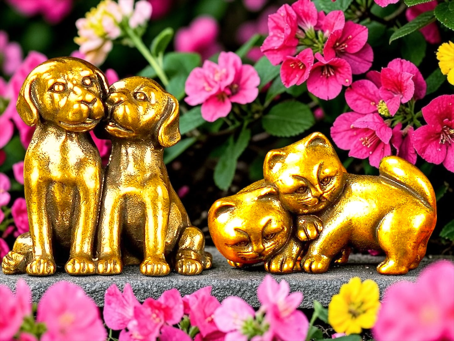 Brass Mini Cat & Dog Pals Collectible Figurines - Set Of 2