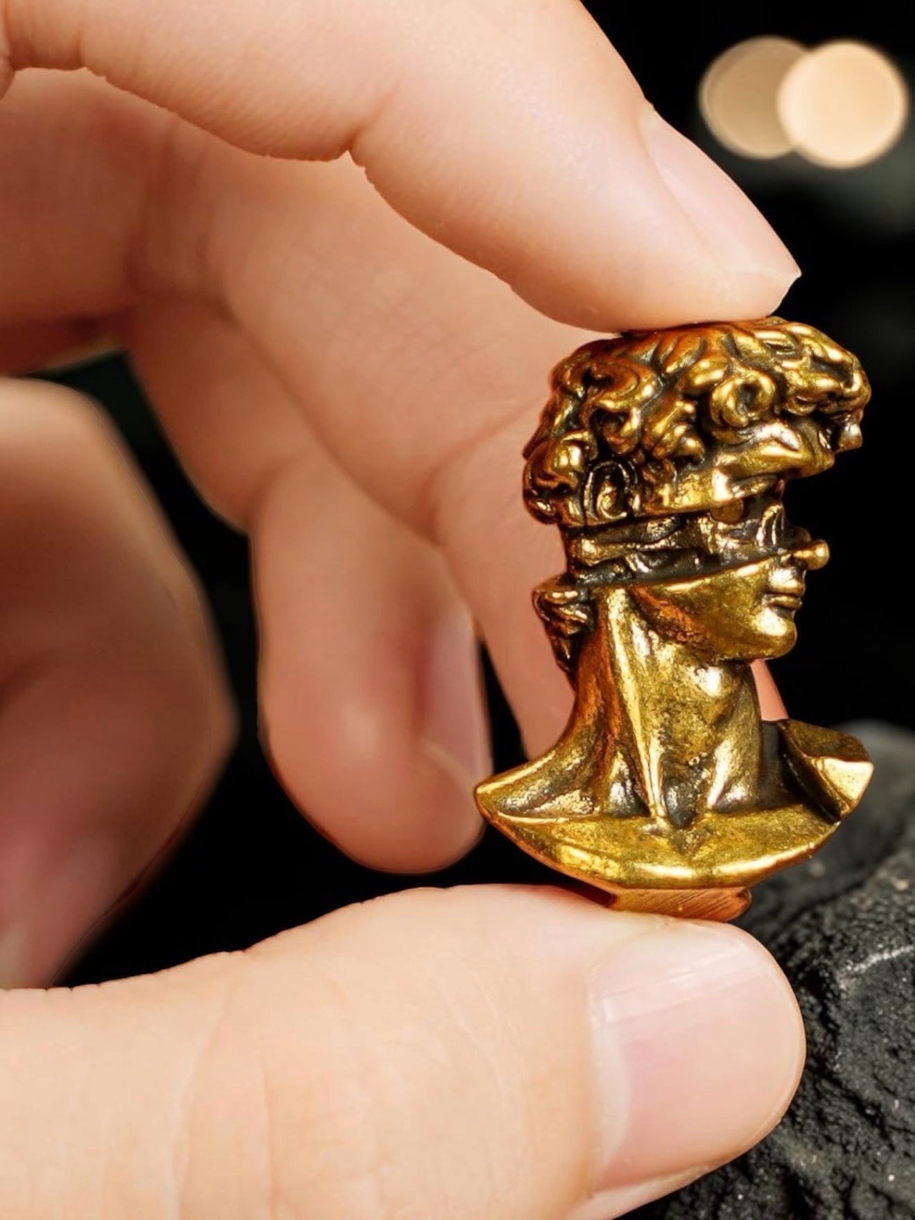 Brass Mini David Bust Collectible Figurine
