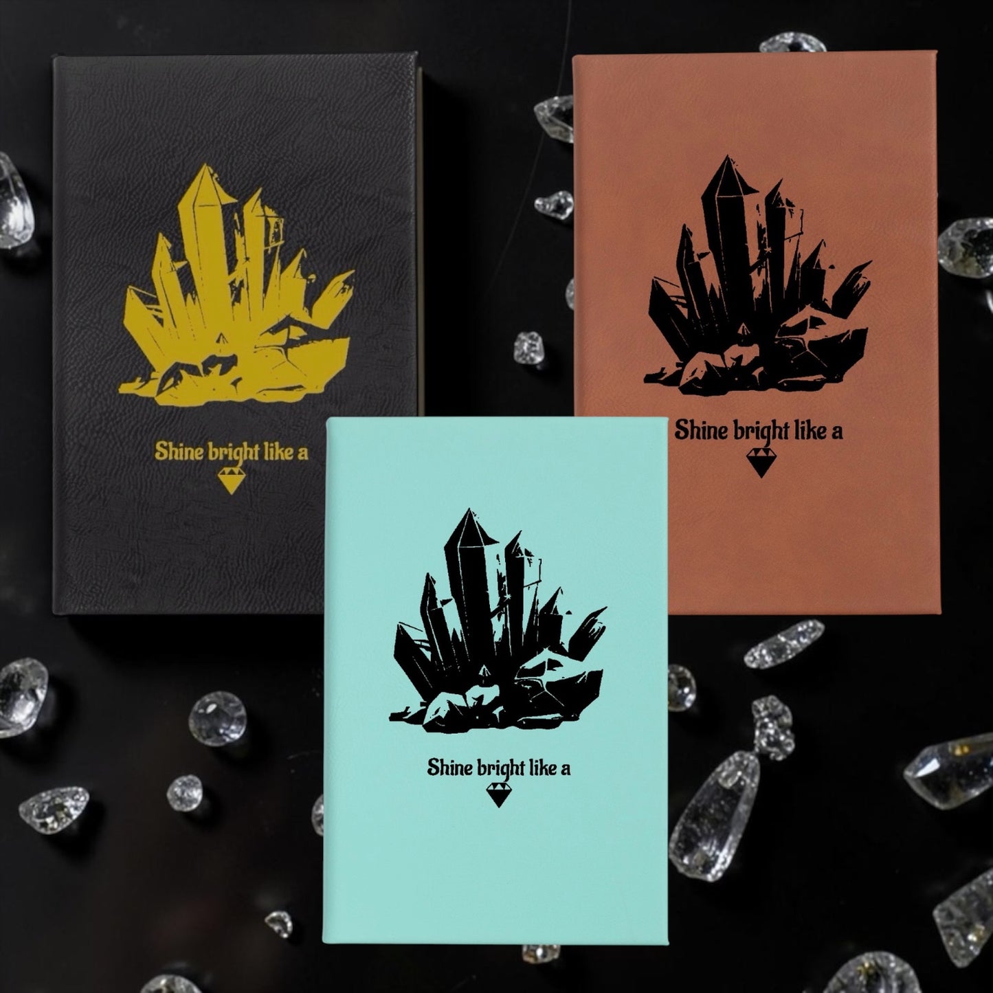 Faux Leather Lined Journal: Shine Bright