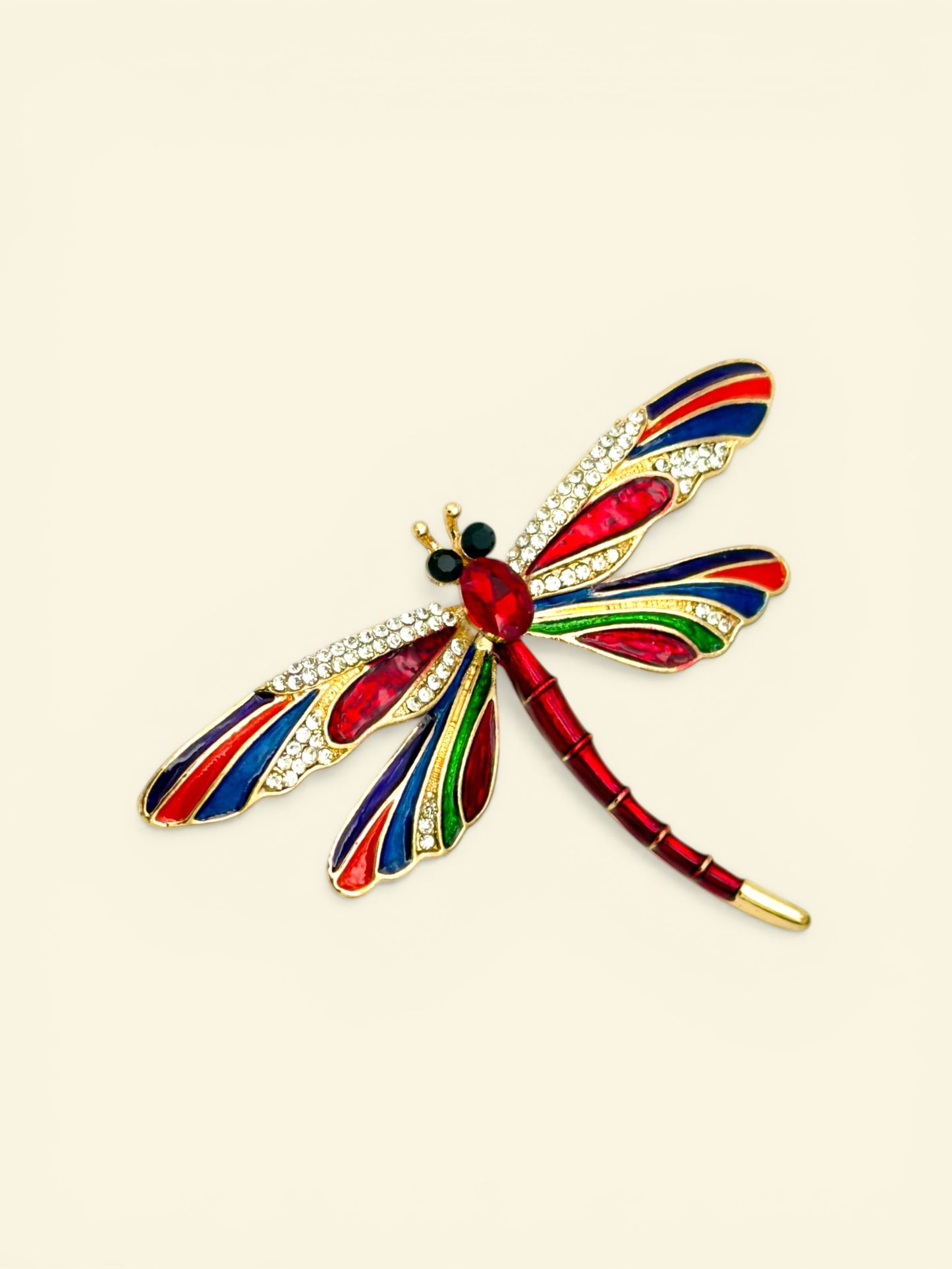 Vintage Rhinestone Dragonfly Brooch