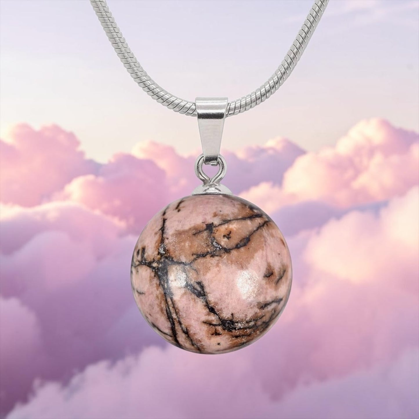 Stainless Steel Crystal Sphere Necklace