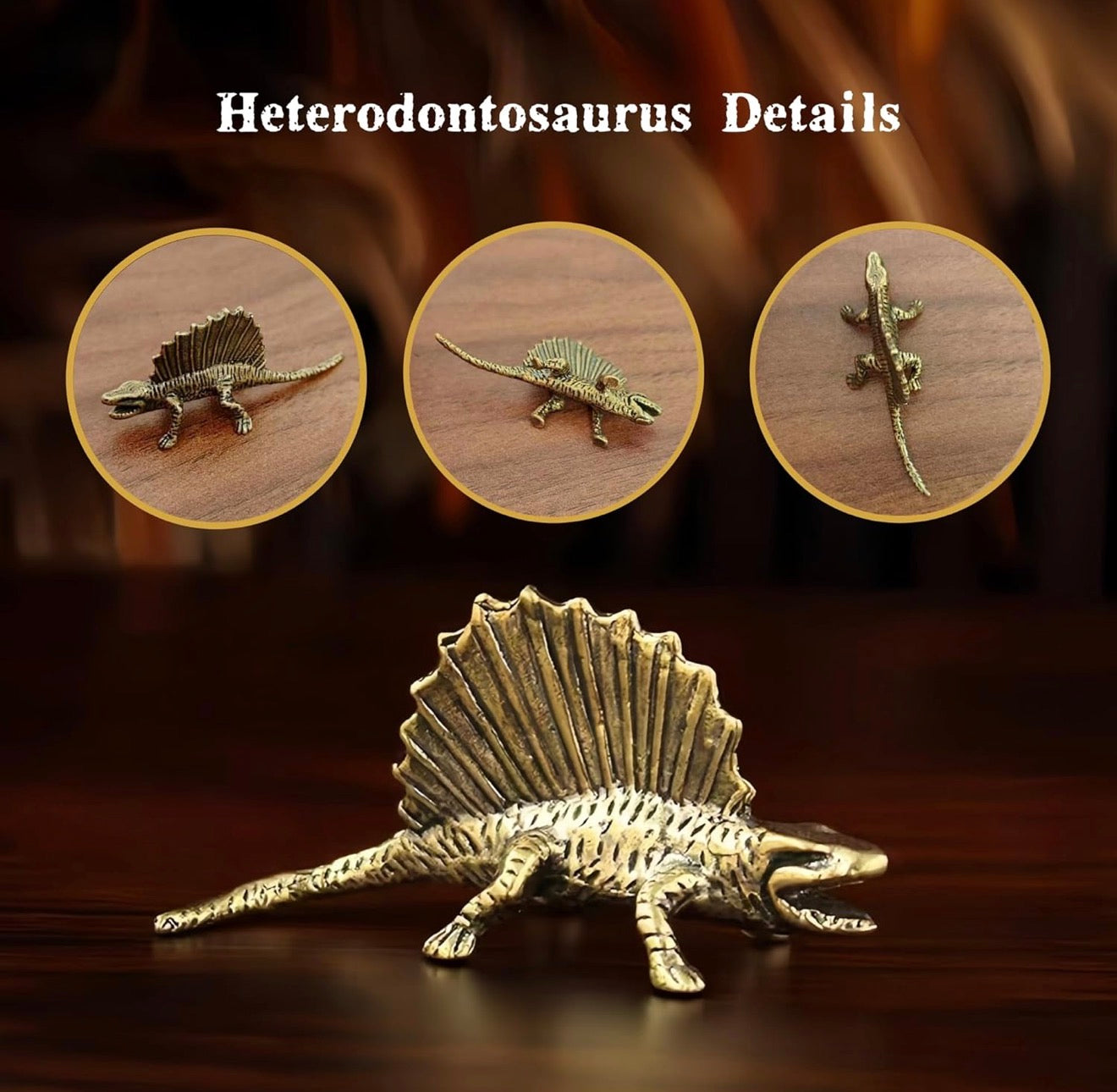 Brass Mini Spiny Dinosaur Collectible Figurines - Set Of 3