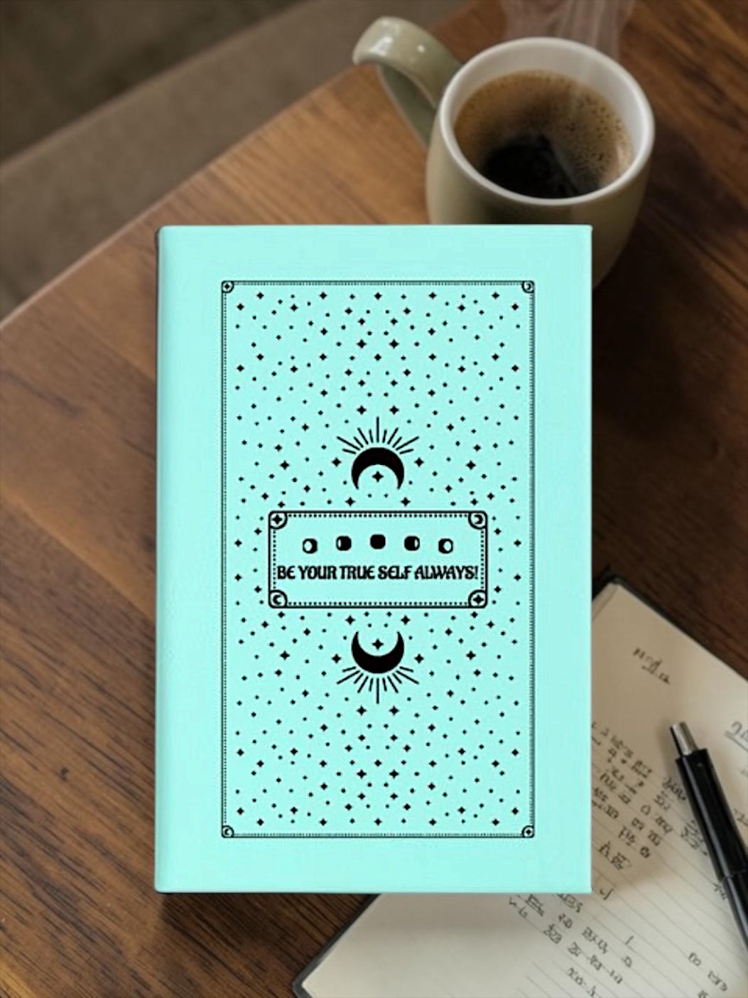 Faux Leather Lined Journal: Be Your True Self Sun Moon