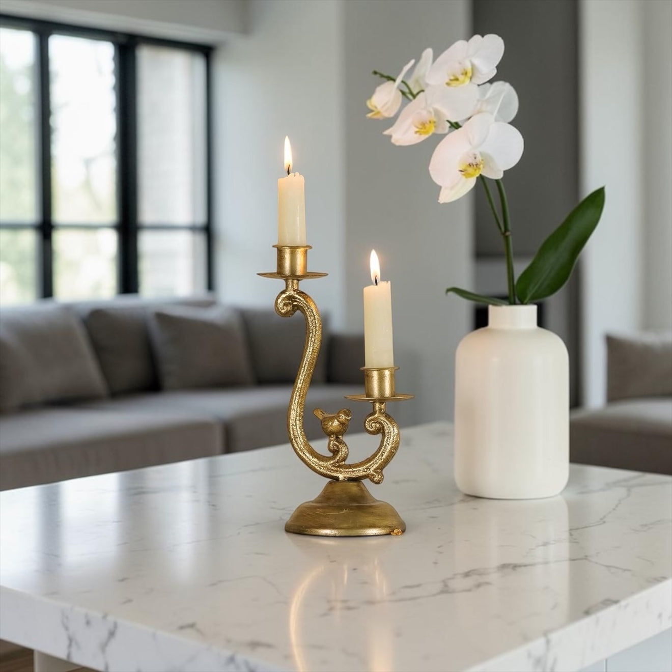 Taper Gold Bird Candleabra Candle Holder