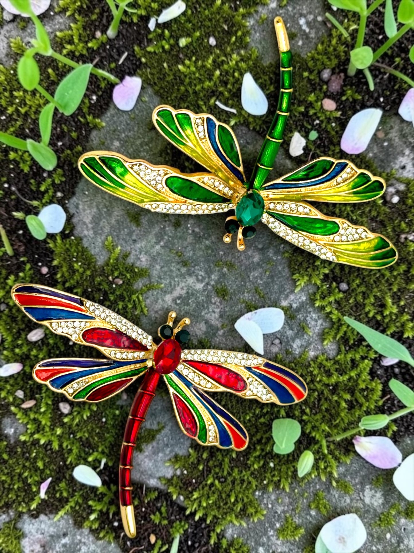 Vintage Rhinestone Dragonfly Brooch
