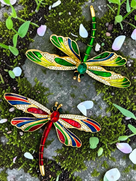 Vintage Rhinestone Dragonfly Brooch