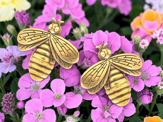 Brass Mini Honey Bee Collectible Figurines - Set Of 2