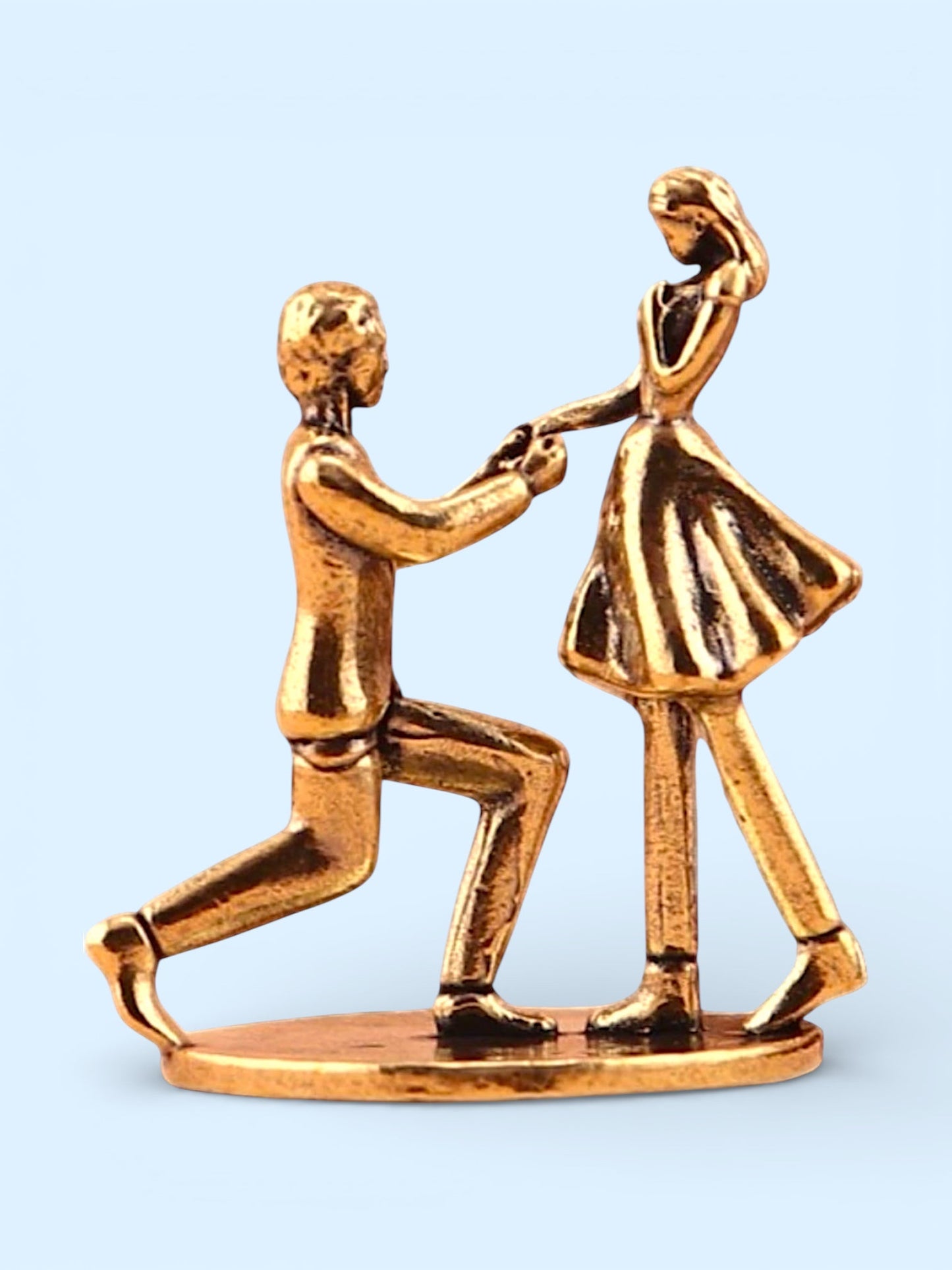 Brass Mini Proposing Couple Collectible Figurine