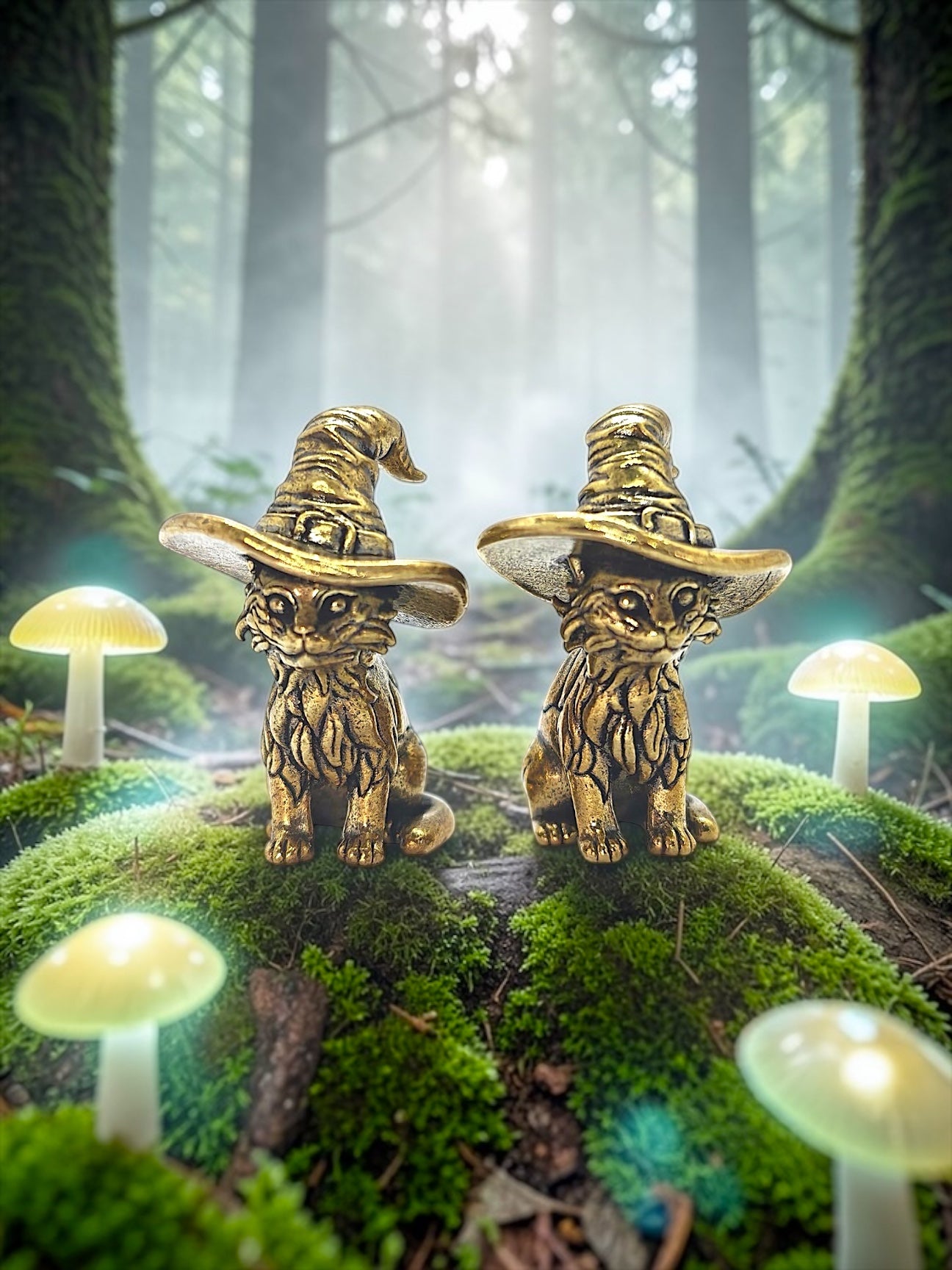 Brass Mini Witch Cat Collectible Figurine