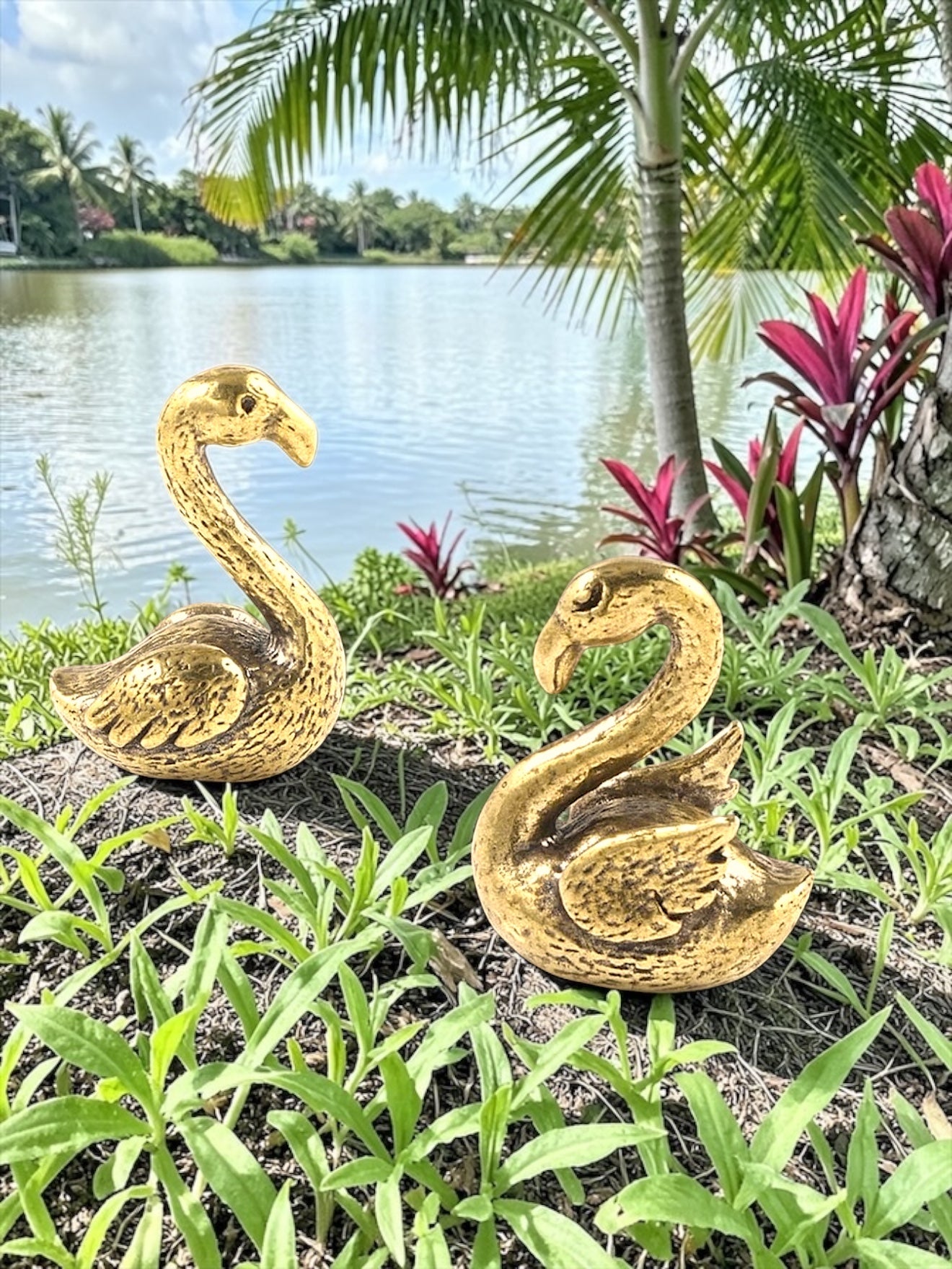 Brass Mini Flamingo Pals Collectible Figurines - Set Of 2
