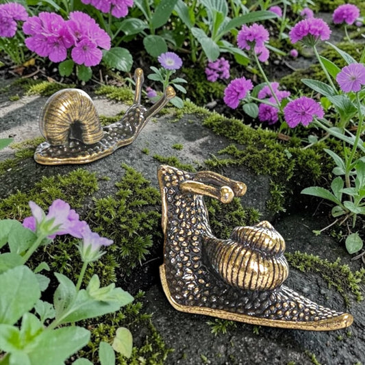 Brass Mini Snail Pal Figurines - Set Of 2