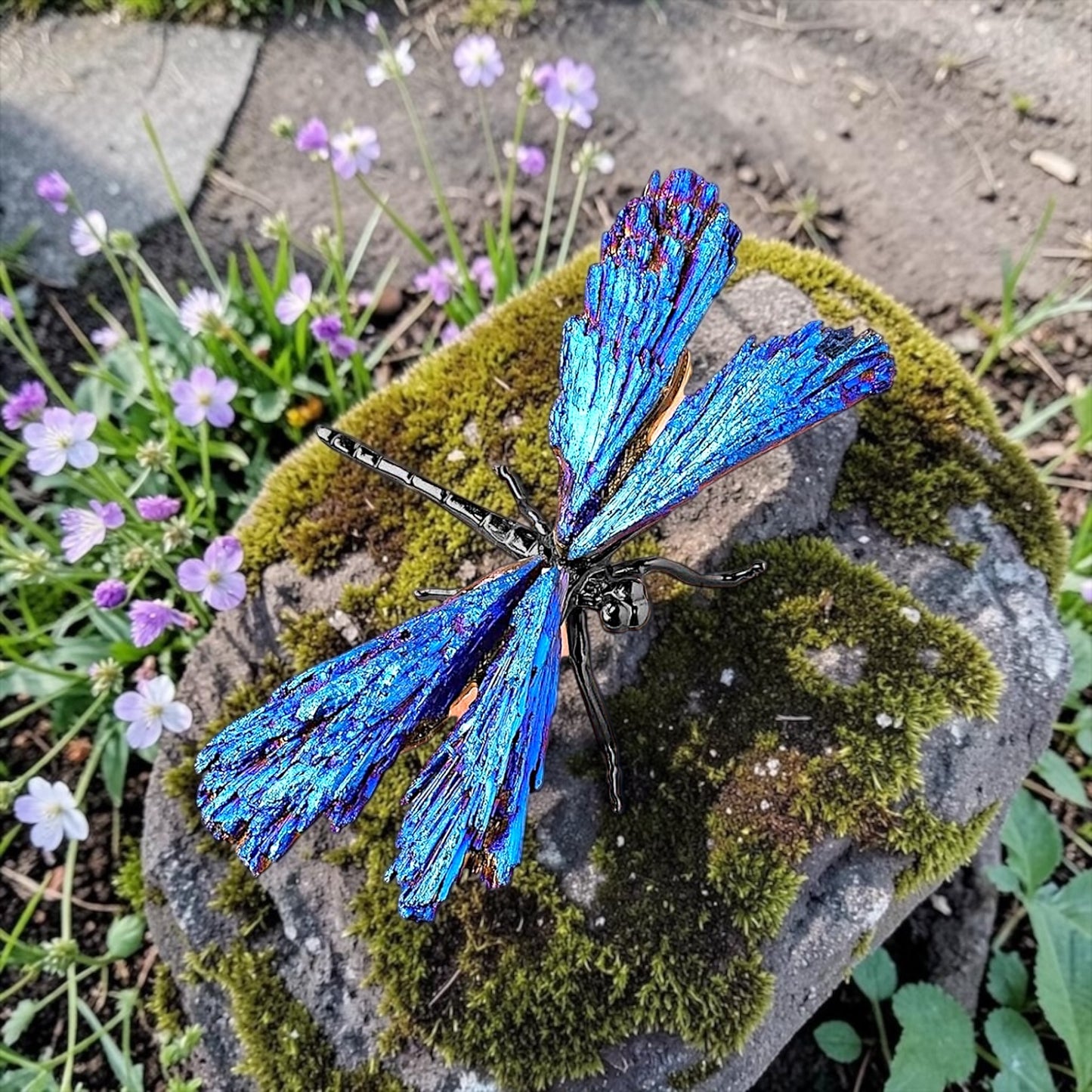 Crystal Blue Tourmaline Dragonfly Figurine