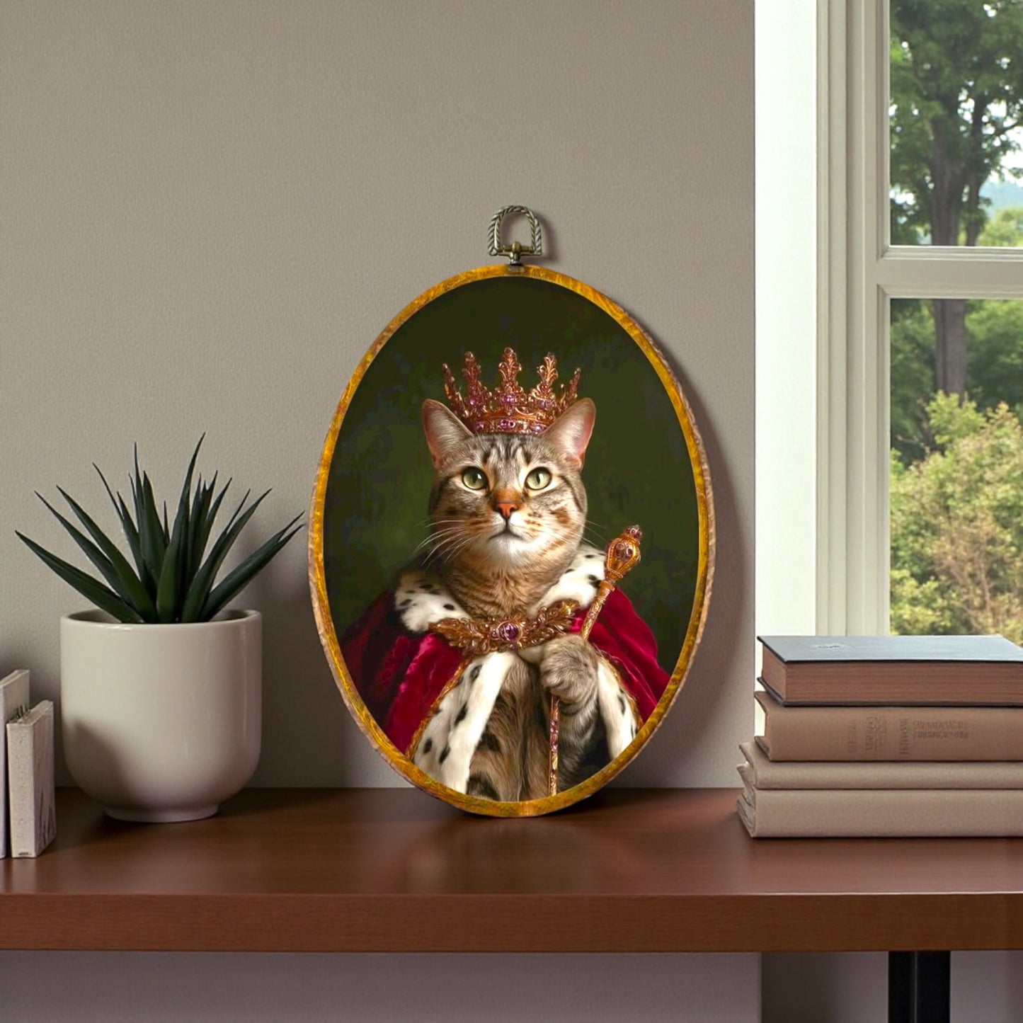 Canvas Animal Artwork: Oval Framed