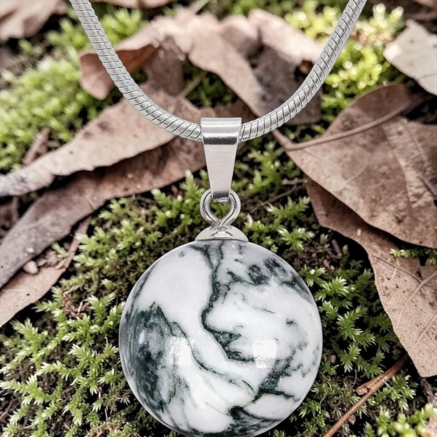 Stainless Steel Crystal Sphere Necklace