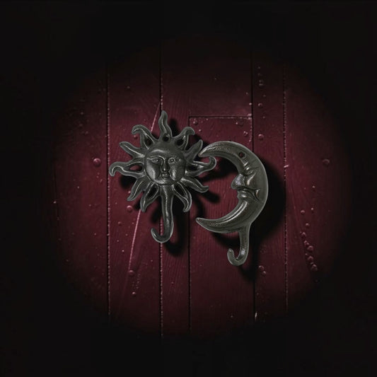 Vintage Cast Iron Sun & Moon Coat Hooks