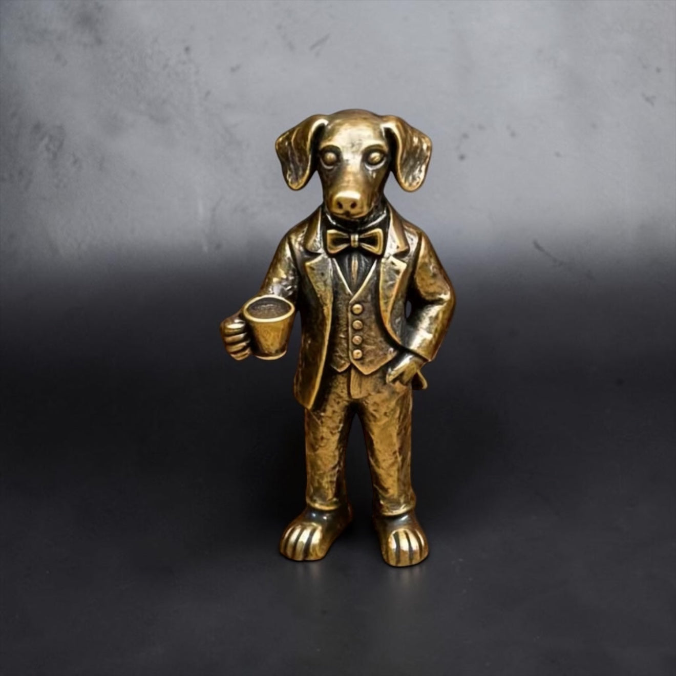 Brass Mini Suited Dog Gentleman Collectible Figurine