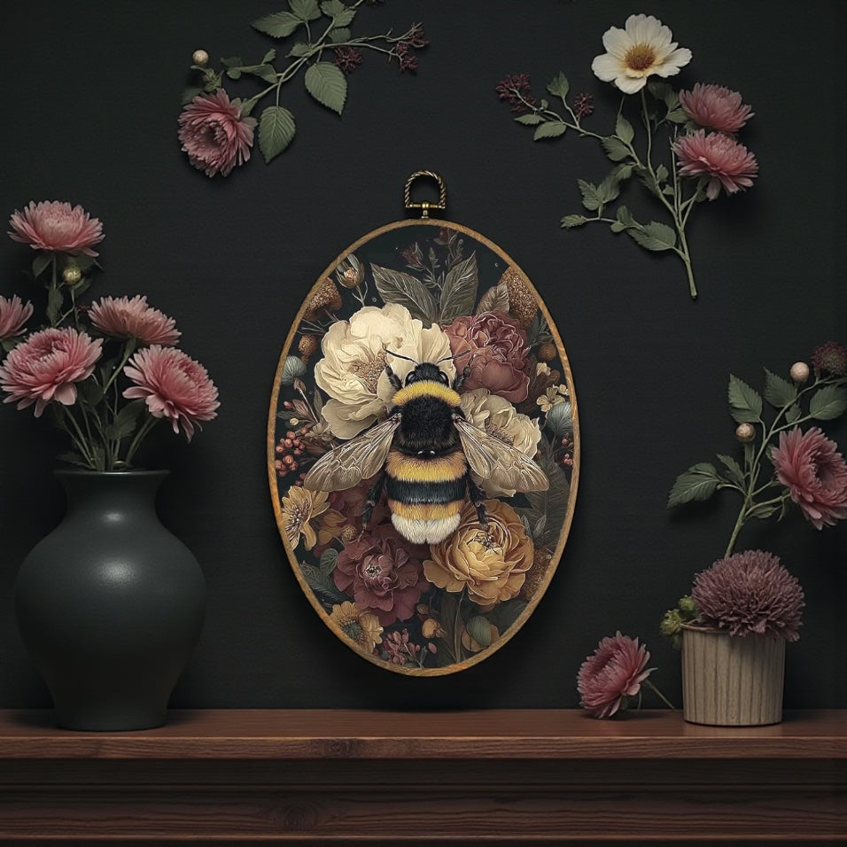 Canvas Animal Artwork: Oval Framed