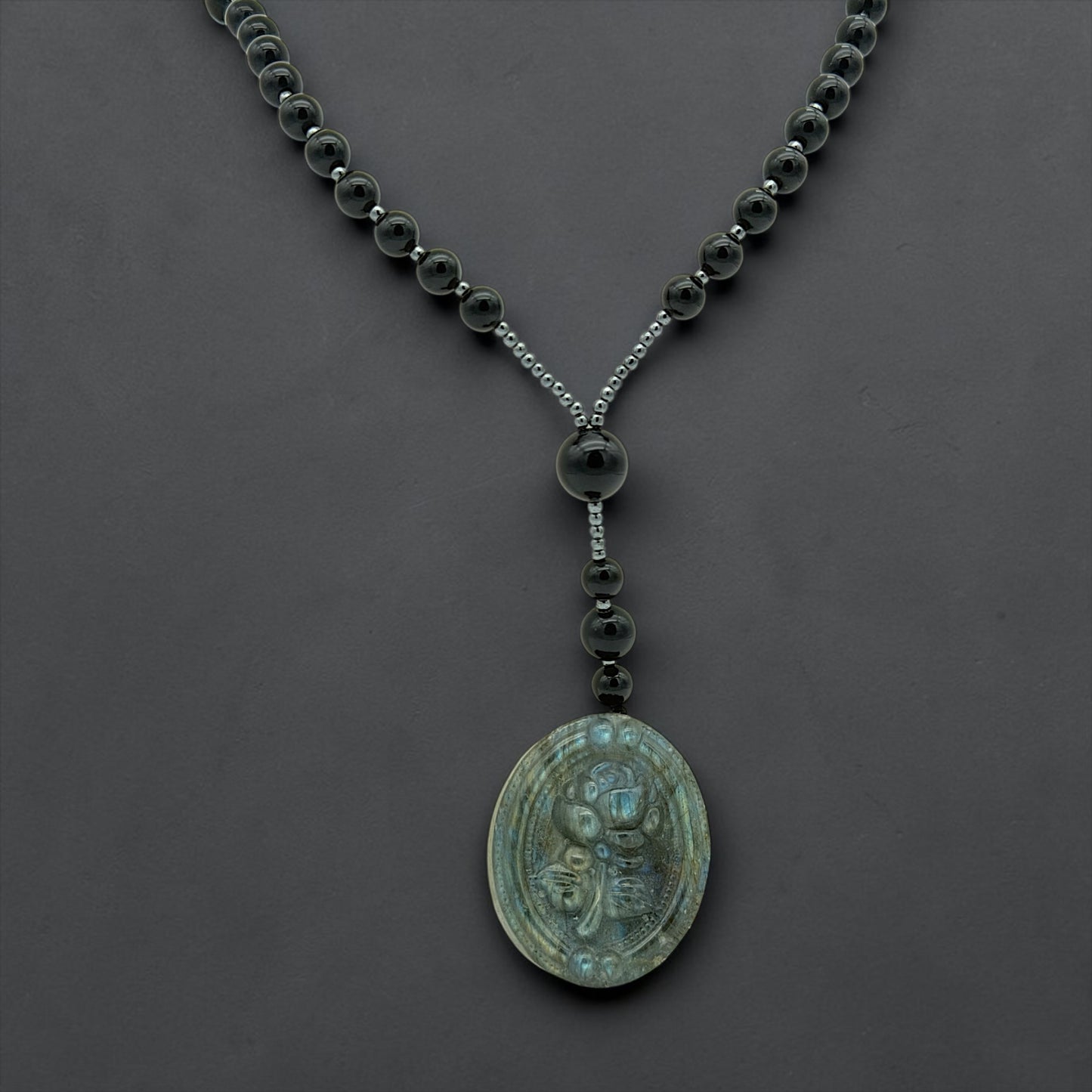Labradorite Rose Crystal Healing Pendant Necklace