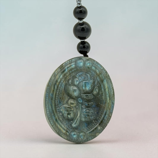 Labradorite Rose Crystal Healing Pendant Necklace