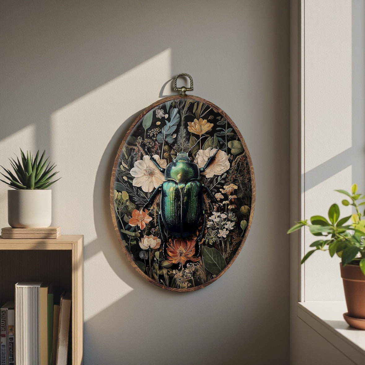 Canvas Animal Artwork: Oval Framed