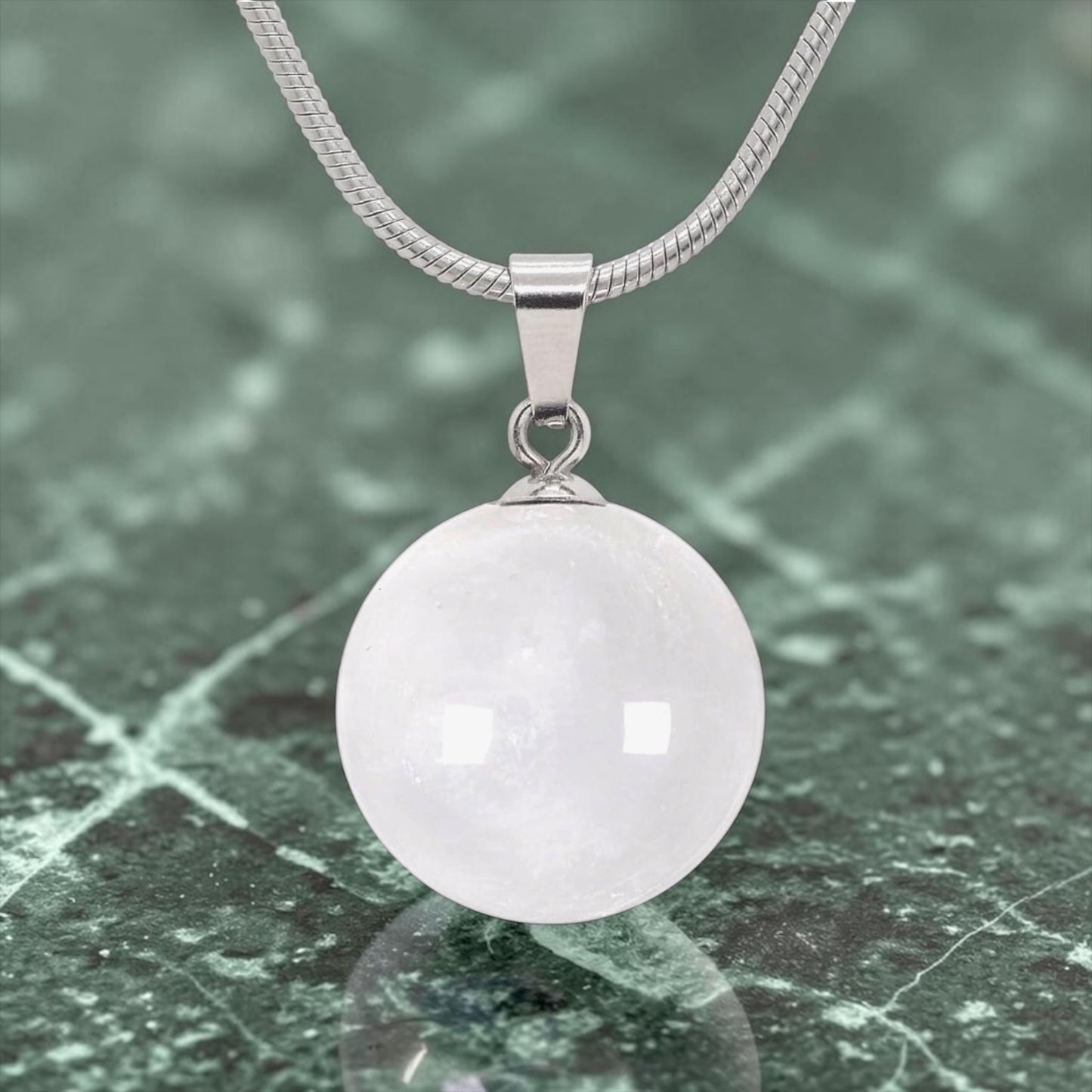 Stainless Steel Crystal Sphere Necklace