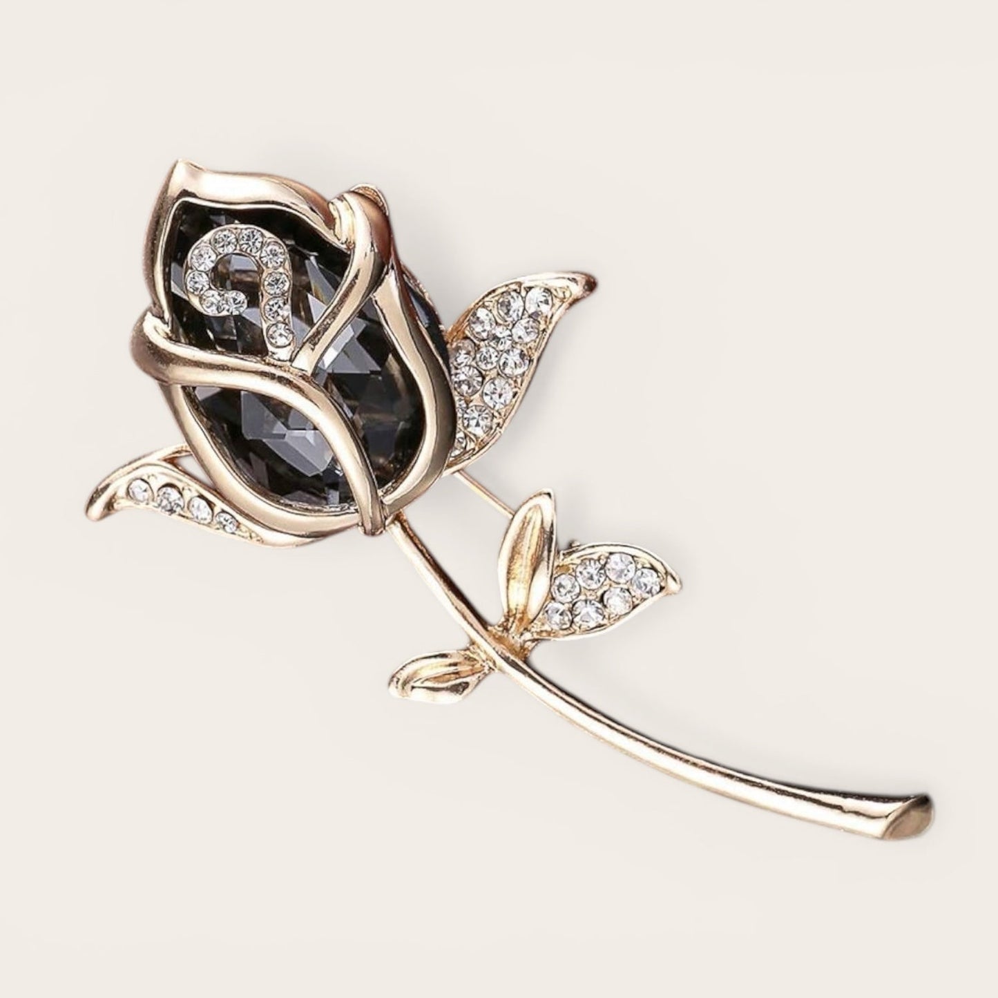 Vintage Gold Trim Rose Brooches