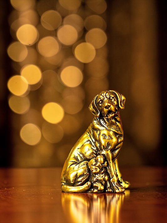 Brass Mini Dog Mother Collectible Figurine