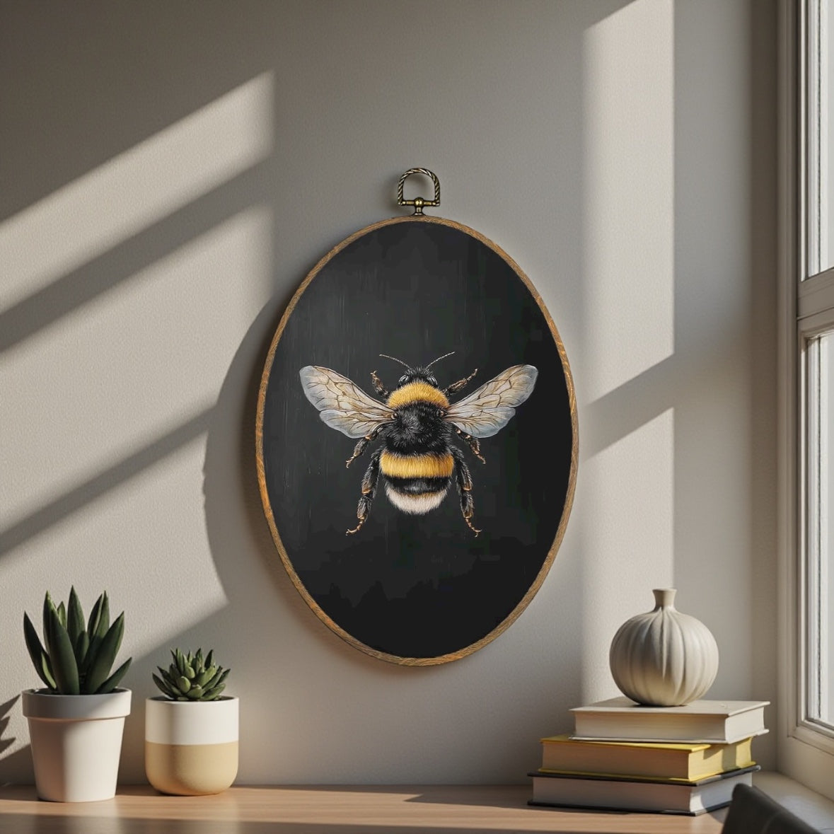 Canvas Animal Artwork: Oval Framed