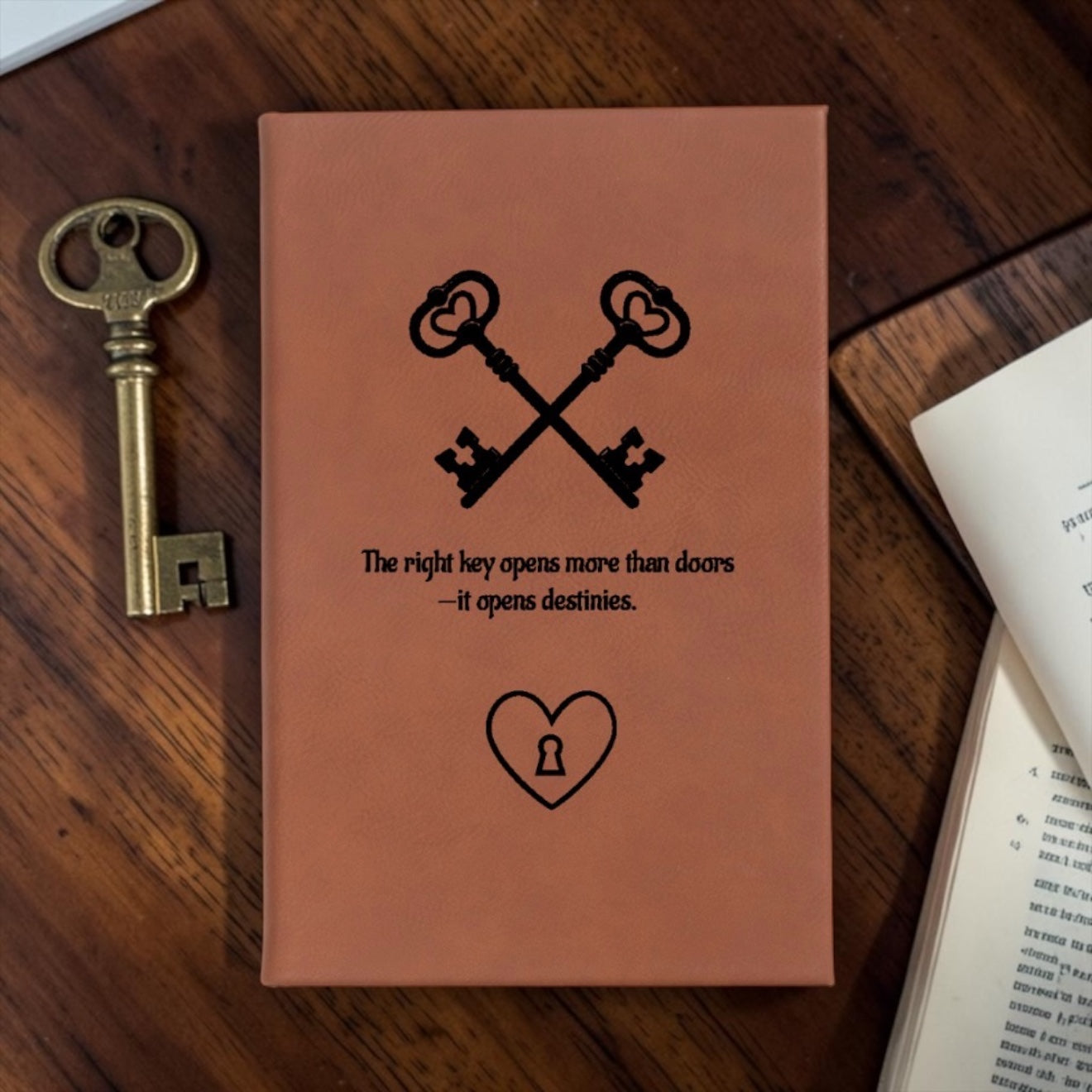 Faux Leather Lined Journal: The Right Key